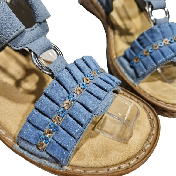 Rieker Womens Blue Embellished Open-Toe Sandals Slip On Boho Sequins Vacation 39 - Picture 3 of 12